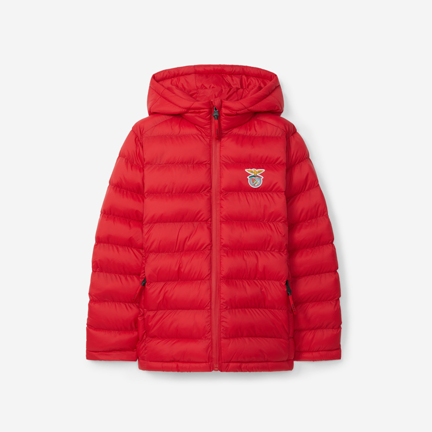 Children's Red Jacket with Hood and SL Benfica Emblem
