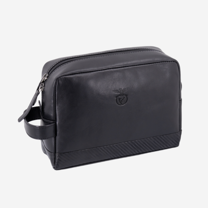 SL Benfica Black Leather Cosmetic Bag