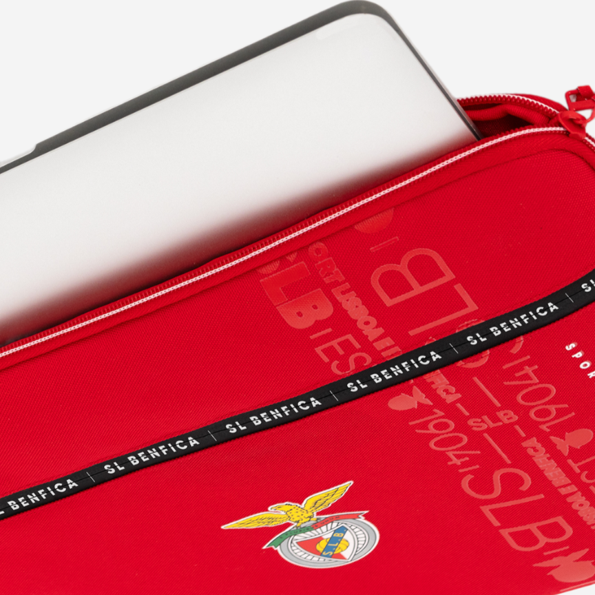 Red Laptop Bag with Sport Lisboa e Benfica Emblem