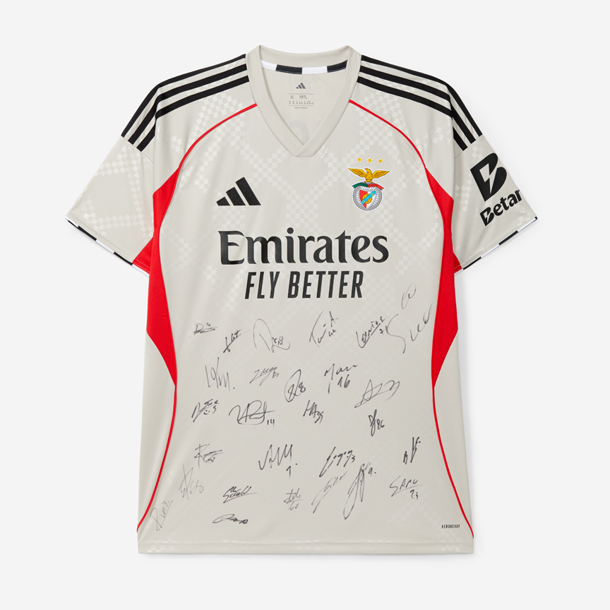 Autographed SL Benfica 2025–2026 Beige Away Shirt
