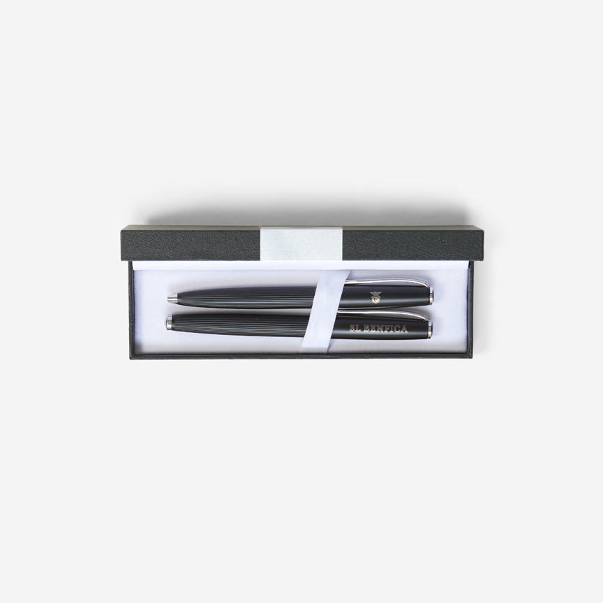 SL Benfica black and silver pen set