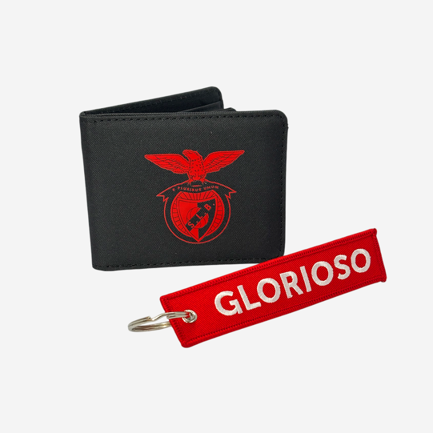 Black Wallet and Keyring Set SL Benfica