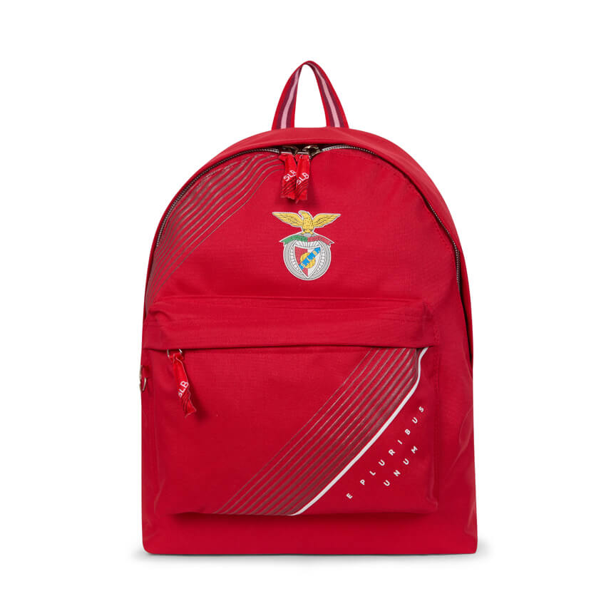 E Pluribus Unum Red Backpack with the SL Benfica Emblem