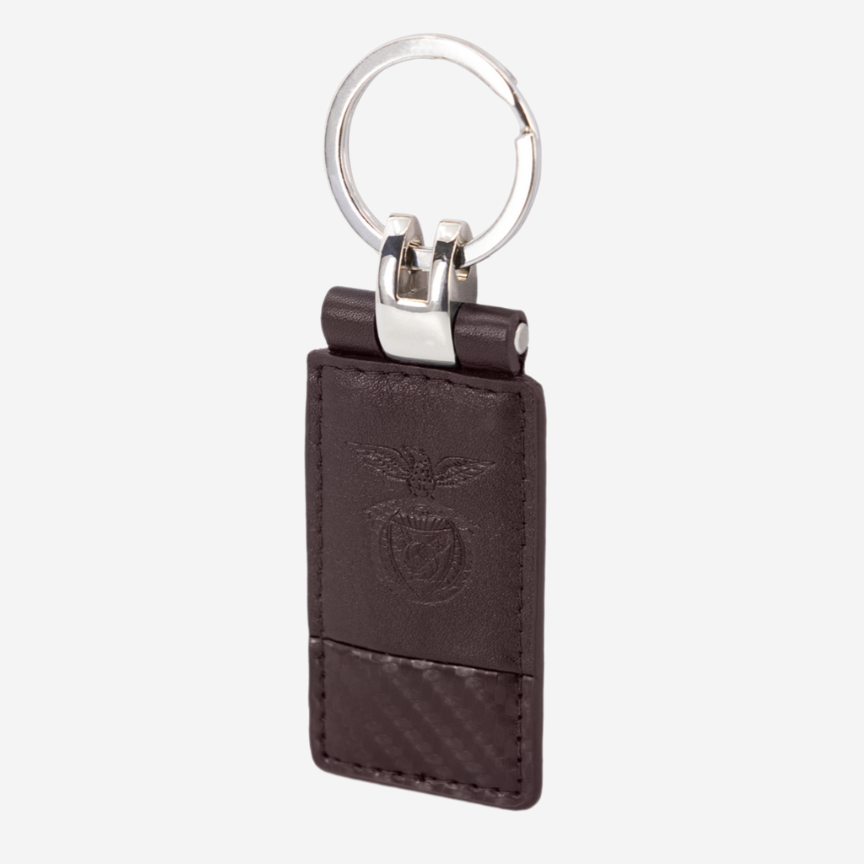 Brown leather Sport Lisboa e Benfica key ring
